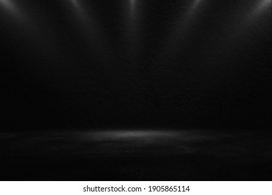 Product showcase with spotlight. Black studio room background. Use as montage for product display