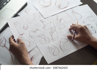 Production designer sketching Drawing Development Design idea Creative Concept - Shutterstock ID 1087662425