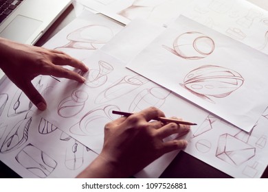 Production designer sketching Drawing Development Design idea Creative Concept - Shutterstock ID 1097526881