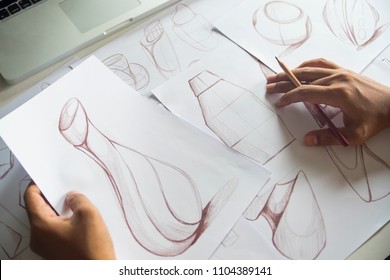 Production designer sketching Drawing Development Design idea Creative Concept - Shutterstock ID 1104389141