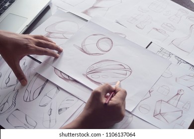 Production designer sketching Drawing Development Design idea Creative Concept - Shutterstock ID 1106137064