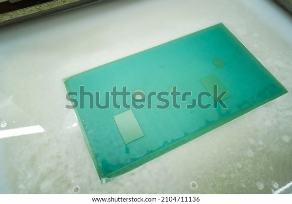 Production of flexographic\
printing plates. Washing of polymer molds for the printing machine.\
Soft focus
