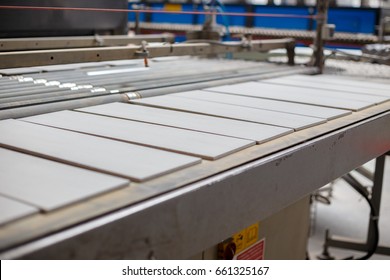 Production Line With Ceramic Tiles. 