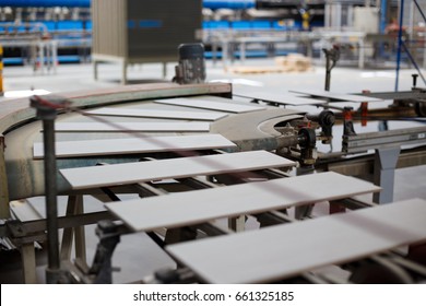 Production Line With Ceramic Tiles. 