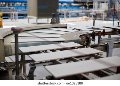 Production Line With Ceramic Tiles. 