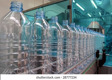 production line in a factory for mineral water