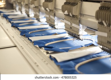 The production line in industrial size textile factory.