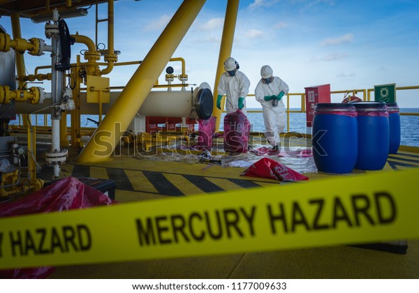 production
operator operate mercury hazard waste disposal at oil and gas
process, oil and rig plant, offshore oil and gas industry, offshore
oil and rig in the sea, production
process.