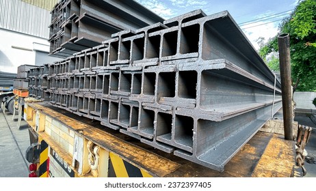 products of the plant for the production of metal structures. Welded I-beam and H-Beams.