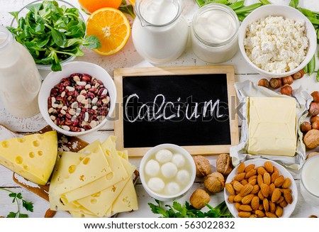 Products rich in calcium. Healthy food. Flat lay