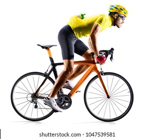 Professinal Road Bicycle Racer Isolated On White