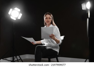 Professional Actress Reading Her Script During Stock Photo 2197909077 ...