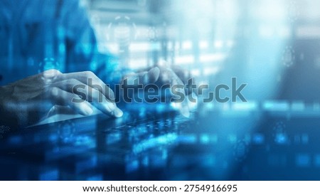 Professional analyzing big data on digital dashboard interface. Concept of data analytics, database processing, artificial intelligence, financial statistics, and technology-driven business decision.