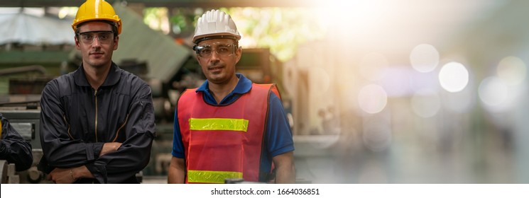 Professional asian worker team, quality control, stand maintenance, talk in the Warehouse factory. Team Engineer Factory operator Operating meetings - Powered by Shutterstock