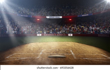 Professional baseball grand arena in light rays