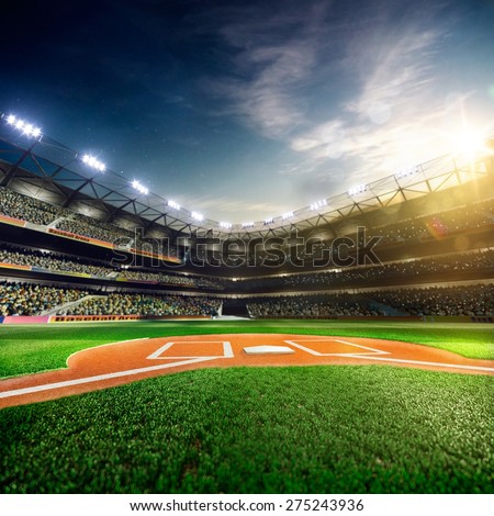 Professional baseball grand arena in the sunlight