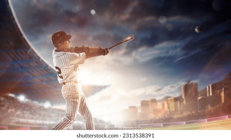 Professional baseball player in action on grand arena - Powered by Shutterstock