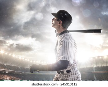 Professional Baseball Player In Action On Grand Arena