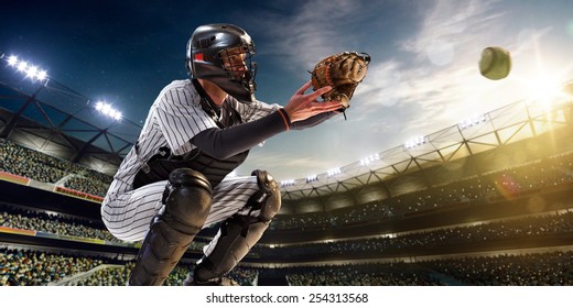 Professional Baseball Player In Action On Grand Arena