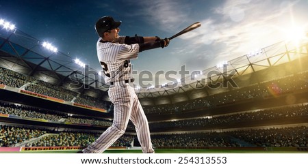 Professional baseball player in action on grand arena