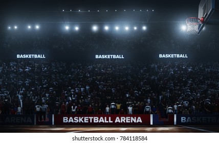 Professional Basketball Arena In 3D.