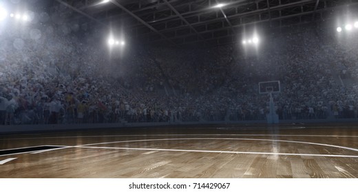 Professional basketball arena in 3D. Arena are full of fans.