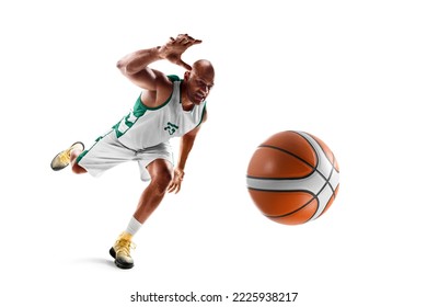 Professional basketball player in motion and action. Isolated. Sport energy. Ball. Sport emotion - Powered by Shutterstock