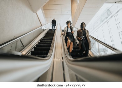 Professional business people on escalator in modern office building. - Powered by Shutterstock