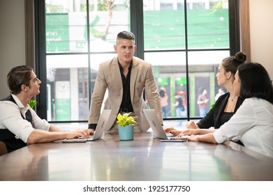 professional business person meeting in the modern office, team group of businessman teamwork discussion together in business plan and cooperation brainstorming team