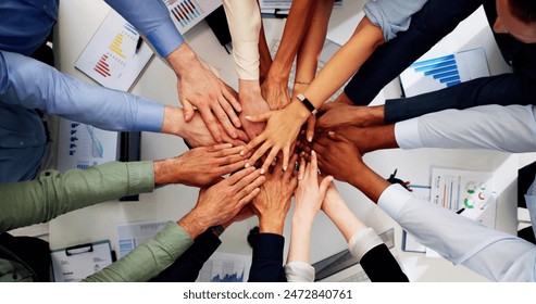 Professional Business Team Huddle And Hands. Diverse Group Management - Powered by Shutterstock