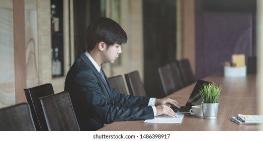 Professional businessman planing his strategy while using laptop computer in the meeting room  - Shutterstock ID 1486398917