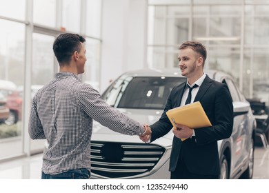 Professional Car Salesman Smiling Shaking Hands Stock Photo 1235249440 ...