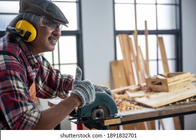 professional carpenter man working with woodwork industry tool c