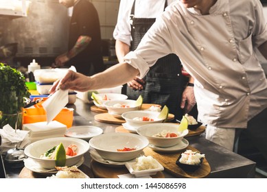 Professional Chef Cooking Kitchen Restaurant Hotel Stock Photo ...