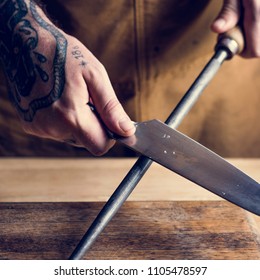 Chef Knife Tattoo On Hand