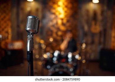 Professional chrome-plated microphone, retro style - Powered by Shutterstock