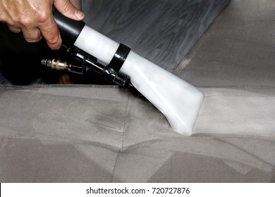 Professional Cleaning Of The Upholstery On A Sofa