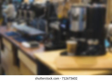 Professional coffee maker machine for brewing fresh espresso coffee in cafe. blur image for background
