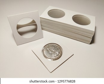 Professional coin holder for numismatics isolated on the white background