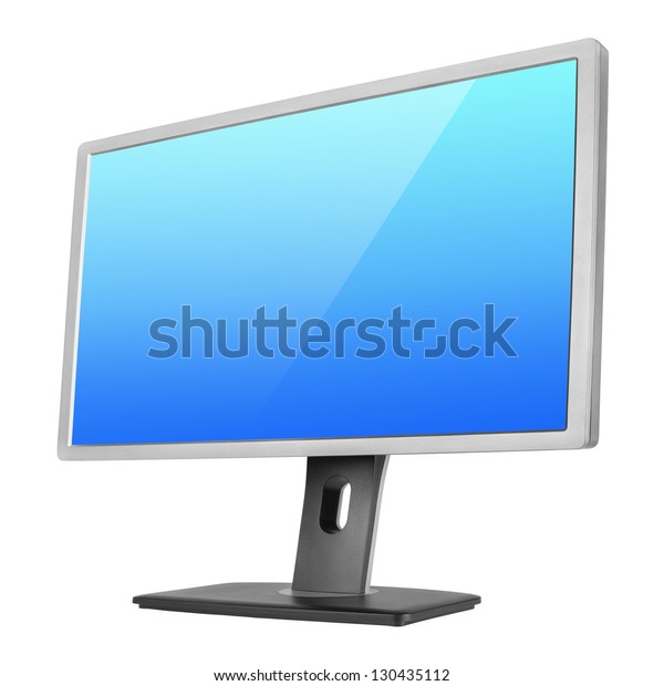 Professional Computer Monitor Blue Screen Isolated Stock Photo 