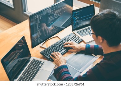 Professional Development programmer working in programming website a software and coding technology, writing codes and data code, Programming with HTML, PHP and javascript.