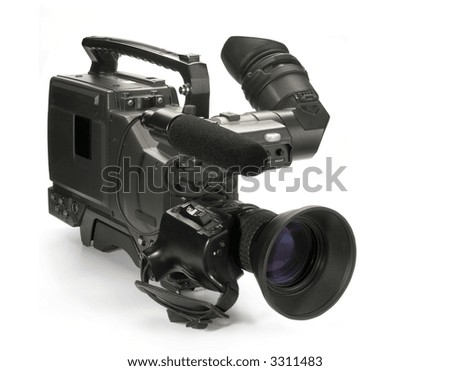  Professional digital video camera, isolated on white background
