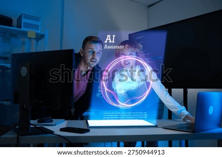 Professional diverse software engineers developing autonomous AI agents and agentic terminal coding in a cowork environment. Concept of constitutional AI,large language models and reinventing software
