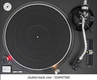 Professional DJ Turntable, Empty Platter, Static, Top View