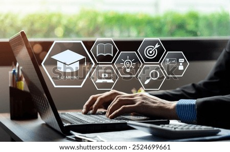 Professional Engaging with E-Learning Platforms on Laptop, Highlighting Virtual Education Tools for Online and Distance Learning to Enhance Student Success, Academic Growth, Modern Digital Classrooms