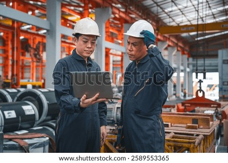 Professional engineering manager is discussing or complaining about the quality's error or mistake of Plate rolling order or metal sheet production of his co-worker. Concept of failure in factory.