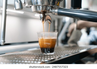 Professional espresso coffee making machine in a restaurant - Powered by Shutterstock