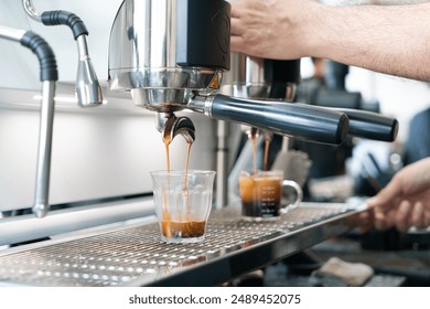 Professional espresso coffee making machine in a restaurant - Powered by Shutterstock