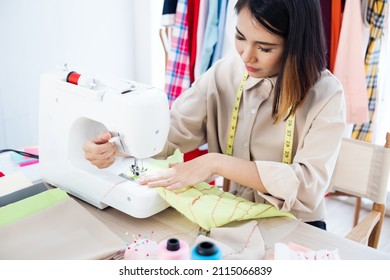 Professional Fashion Designers Cutting New Clothes Stock Photo ...