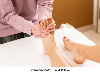 Professional Feet Massage Session Closeup Hands Stock Photo 1918866821 ...